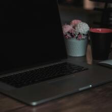 Laptop in dark room