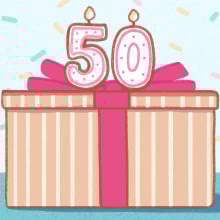 50th birthday cake shaped like a present