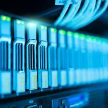 a close-up of a server rack